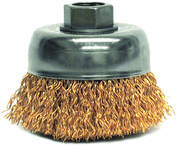 3" Crimped Wire Cup Brush - .020 Bronze; 5/8-11 A.H. - Non-Sparking Wire Wheel - Eagle Tool & Supply