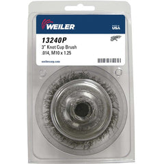 3″ Crimped Wire Cup Brush, .014″ Steel Fill, M10x1.25 Nut, Retail Pack - Eagle Tool & Supply