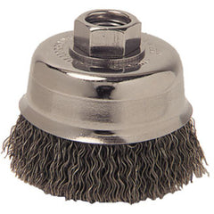 3″ Crimped Wire Cup Brush, .014″ Steel Fill, 3/8″-24 UNF Nut - Eagle Tool & Supply