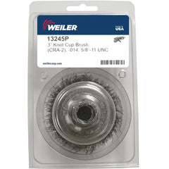 3″ Crimped Wire Cup Brush, .014″ Steel Fill, 5/8″-11 UNC Nut, Retail Pack - Eagle Tool & Supply