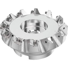Seco - 125mm Cut Diam, 40mm Arbor Hole, 6mm Max Depth of Cut, 48° Indexable Chamfer & Angle Face Mill - 12 Inserts, SN.. Insert, Right Hand Cut, 12 Flutes, Through Coolant, Series R220.54 - Eagle Tool & Supply