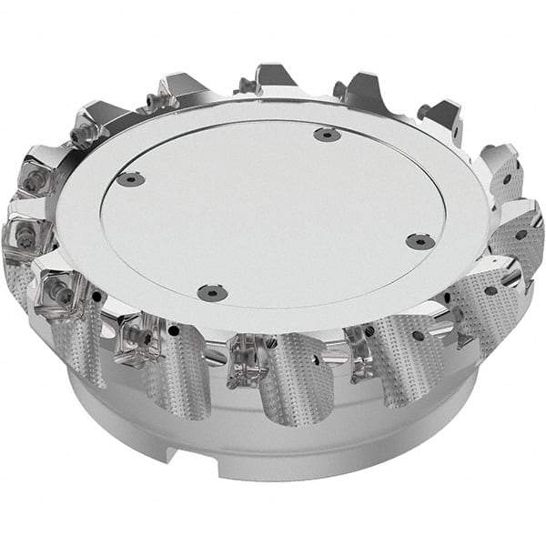 Seco - 160mm Cut Diam, 40mm Arbor Hole, 8mm Max Depth of Cut, 71° Indexable Chamfer & Angle Face Mill - 15 Inserts, SN.. Insert, Right Hand Cut, 15 Flutes, Through Coolant, Series R220.56 - Eagle Tool & Supply