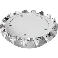 Seco - 8" Cut Diam, 2-1/2" Arbor Hole, 0.236" Max Depth of Cut, 48° Indexable Chamfer & Angle Face Mill - 17 Inserts, SN.. Insert, Right Hand Cut, 17 Flutes, Through Coolant, Series R220.54 - Eagle Tool & Supply