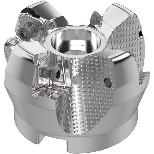 Seco - 50mm Cut Diam, 22mm Arbor Hole, 8mm Max Depth of Cut, 71° Indexable Chamfer & Angle Face Mill - 4 Inserts, SN.. Insert, Right Hand Cut, 4 Flutes, Through Coolant, Series R220.56 - Eagle Tool & Supply