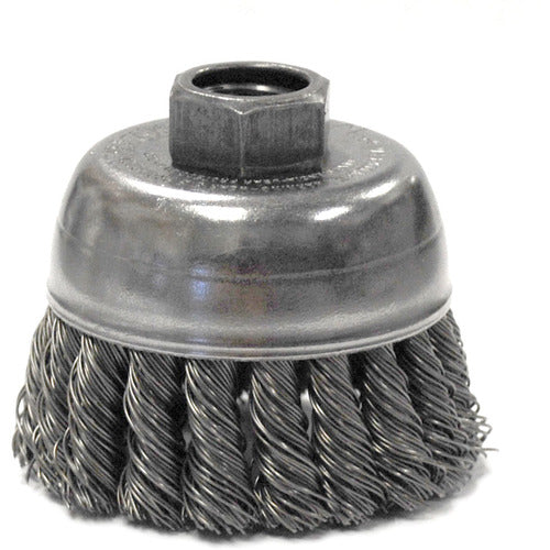 2-3/4″ Single Row Knot Wire Cup Brush, .020″ Steel Fill, 3/8″-24 UNF Nut - Eagle Tool & Supply
