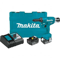 Makita - Cordless Riveters Fastener Type: Cordless Electric Riveter Closed End Rivet Capacity: All up to 3/16 - Eagle Tool & Supply