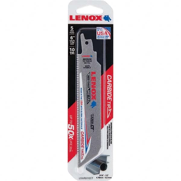 Lenox - Reciprocating Saw Blades Blade Material: Carbide Blade Length (Inch): 6 - Eagle Tool & Supply