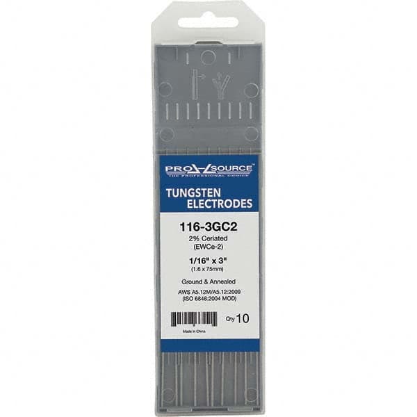 PRO-SOURCE - Tungsten Electrodes Type: 2% Ceriated Diameter (Inch): 1/16 - Eagle Tool & Supply