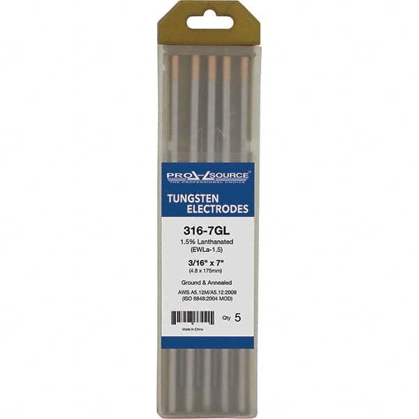PRO-SOURCE - Tungsten Electrodes Type: 1.5% Lanthanated Diameter (Inch): 3/16 - Eagle Tool & Supply