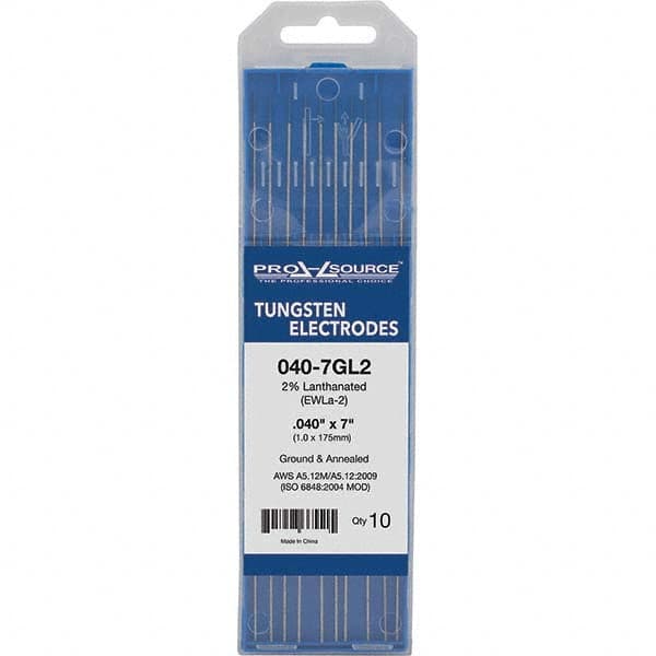 PRO-SOURCE - Tungsten Electrodes Type: 2% Lanthanated Diameter (Inch): 0.040 - Eagle Tool & Supply