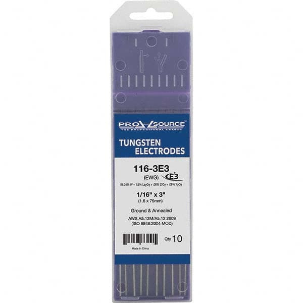 PRO-SOURCE - Tungsten Electrodes Type: E3 Diameter (Inch): 1/16 - Eagle Tool & Supply