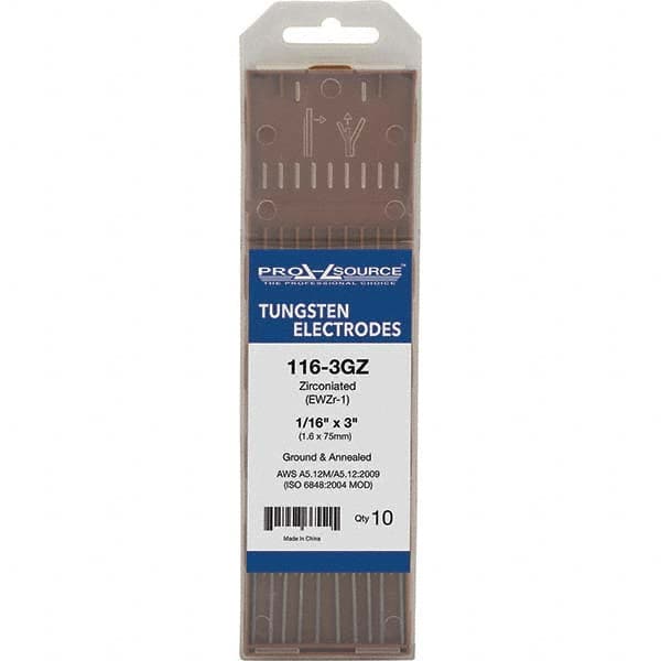 PRO-SOURCE - Tungsten Electrodes Type: Zirconiated Diameter (Inch): 1/16 - Eagle Tool & Supply