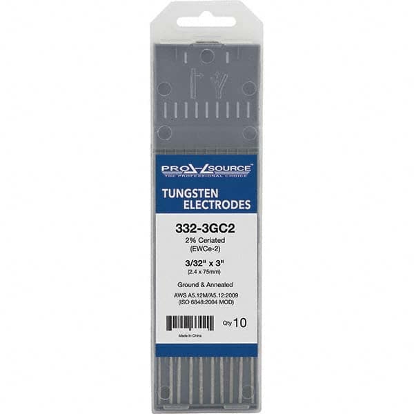 PRO-SOURCE - Tungsten Electrodes Type: 2% Ceriated Diameter (Inch): 3/32 - Eagle Tool & Supply