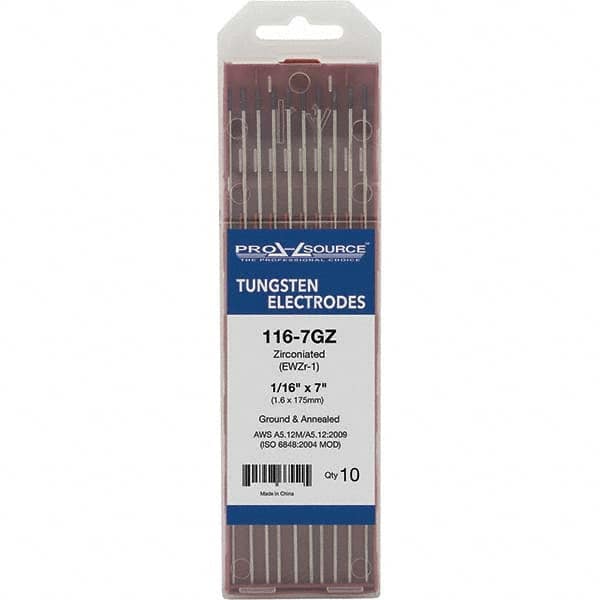 PRO-SOURCE - Tungsten Electrodes Type: Zirconiated Diameter (Inch): 1/16 - Eagle Tool & Supply