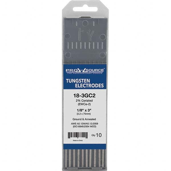 PRO-SOURCE - Tungsten Electrodes Type: 2% Ceriated Diameter (Inch): 1/8 - Eagle Tool & Supply