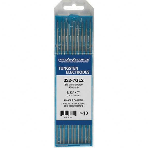 PRO-SOURCE - Tungsten Electrodes Type: 2% Lanthanated Diameter (Inch): 3/32 - Eagle Tool & Supply