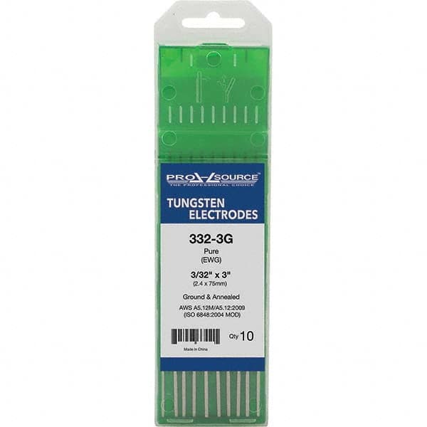 PRO-SOURCE - Tungsten Electrodes Type: Pure Diameter (Inch): 3/32 - Eagle Tool & Supply