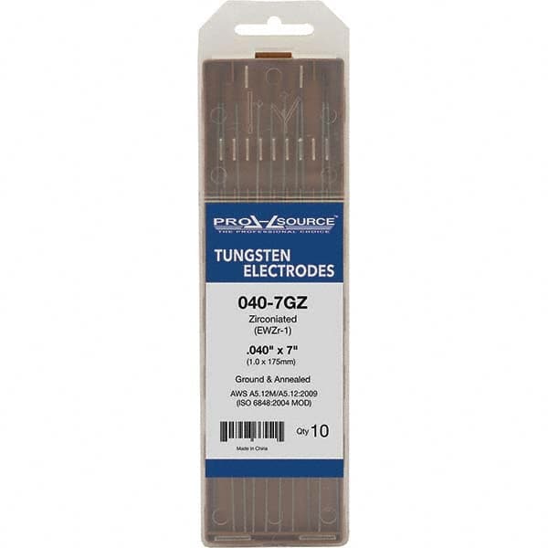 PRO-SOURCE - Tungsten Electrodes Type: Zirconiated Diameter (Inch): 0.040 - Eagle Tool & Supply