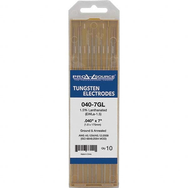 PRO-SOURCE - Tungsten Electrodes Type: 1.5% Lanthanated Diameter (Inch): 0.040 - Eagle Tool & Supply