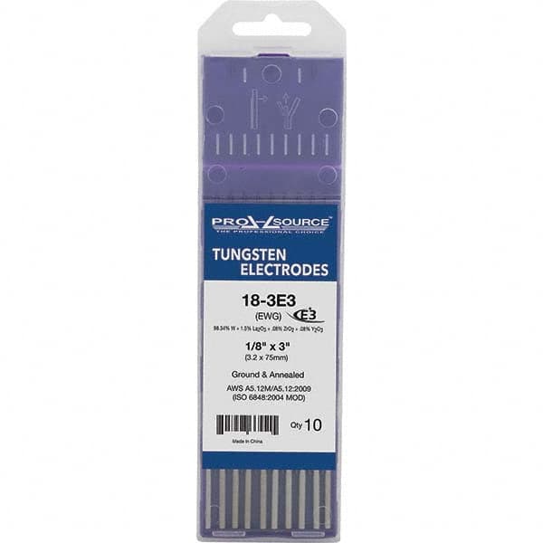PRO-SOURCE - Tungsten Electrodes Type: E3 Diameter (Inch): 1/8 - Eagle Tool & Supply