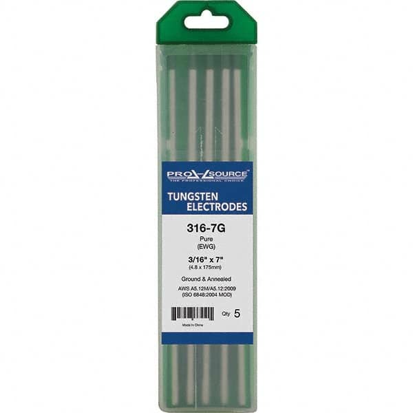 PRO-SOURCE - Tungsten Electrodes Type: Pure Diameter (Inch): 3/16 - Eagle Tool & Supply