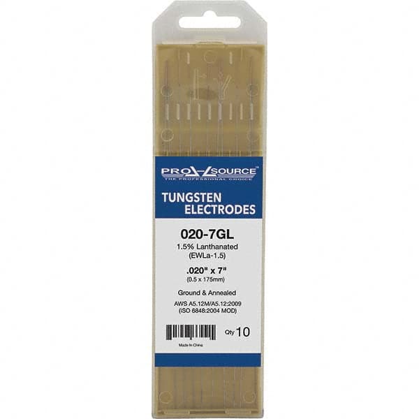 PRO-SOURCE - Tungsten Electrodes Type: 1.5% Lanthanated Diameter (Inch): 0.020 - Eagle Tool & Supply