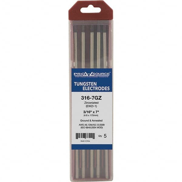 PRO-SOURCE - Tungsten Electrodes Type: Zirconiated Diameter (Inch): 3/16 - Eagle Tool & Supply