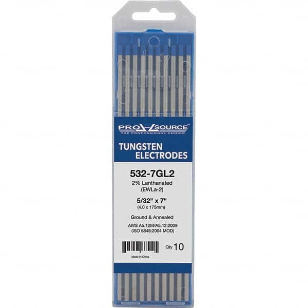 PRO-SOURCE - Tungsten Electrodes Type: 2% Lanthanated Diameter (Inch): 5/32 - Eagle Tool & Supply