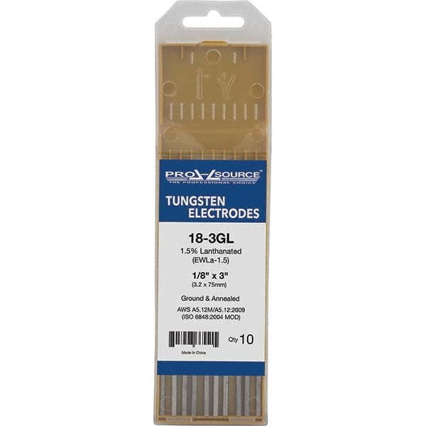 PRO-SOURCE - Tungsten Electrodes Type: 1.5% Lanthanated Diameter (Inch): 1/8 - Eagle Tool & Supply