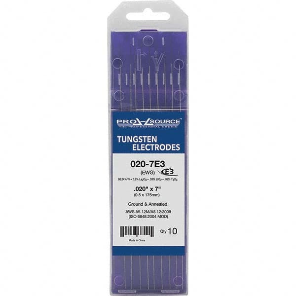 PRO-SOURCE - Tungsten Electrodes Type: E3 Diameter (Inch): 0.020 - Eagle Tool & Supply