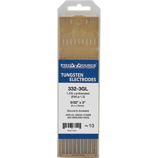PRO-SOURCE - Tungsten Electrodes Type: 1.5% Lanthanated Diameter (Inch): 3/32 - Eagle Tool & Supply