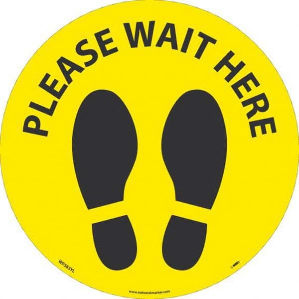 NMC - "Please Wait Here" Adhesive-Backed Floor Sign - Eagle Tool & Supply