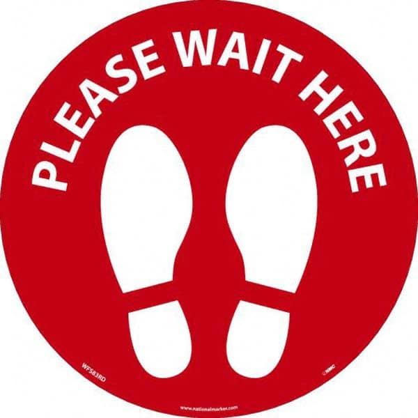 NMC - "Please Wait Here" Adhesive-Backed Floor Sign - Eagle Tool & Supply
