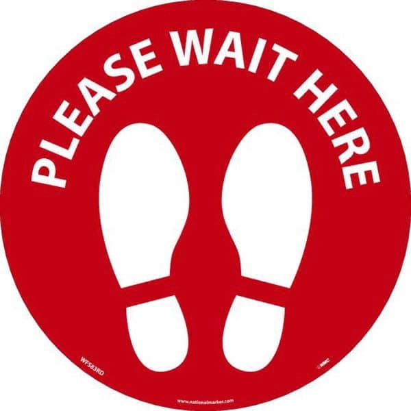 NMC - "Please Wait Here" Adhesive-Backed Floor Sign - Eagle Tool & Supply
