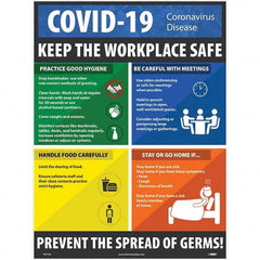 NMC - "COVID 19 - Keep the Workplace Safe", 18" Wide x 24" High, Paper Safety Sign - Eagle Tool & Supply