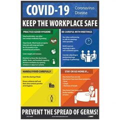 NMC - "COVID 19 - Keep the Workplace Safe", 12" Wide x 18" High, Paper Safety Sign - Eagle Tool & Supply