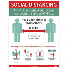NMC - "COVID 19 - Social Distancing - Avoid Close Contact with Others to Prevent the Spread of Viruses", 18" Wide x 24" High, Paper Safety Sign - Eagle Tool & Supply