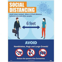 NMC - "COVID 19 - Social Distancing", 18" Wide x 24" High, Paper Safety Sign - Eagle Tool & Supply