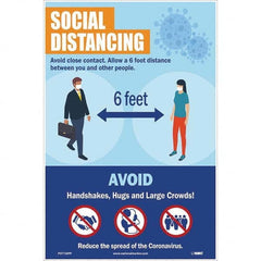 NMC - "COVID 19 - Social Distancing", 12" Wide x 18" High, Paper Safety Sign - Eagle Tool & Supply