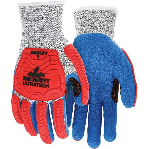 MCR Safety - Size M, ANSI Cut Lvl A4, Puncture Lvl 5, Abrasion Lvl 4, Latex Coated Cut & Puncture Resistant Gloves - Eagle Tool & Supply