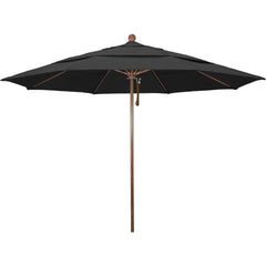 Patio Umbrellas; Diameter (Feet): 11; Height (Feet): 8.917; Fabric Color: Black; Base Included: No; Canopy Fabric: Pacifica; Fade Resistant: Yes; Additional Information: Pulley Lift; Frame Material: Aluminum