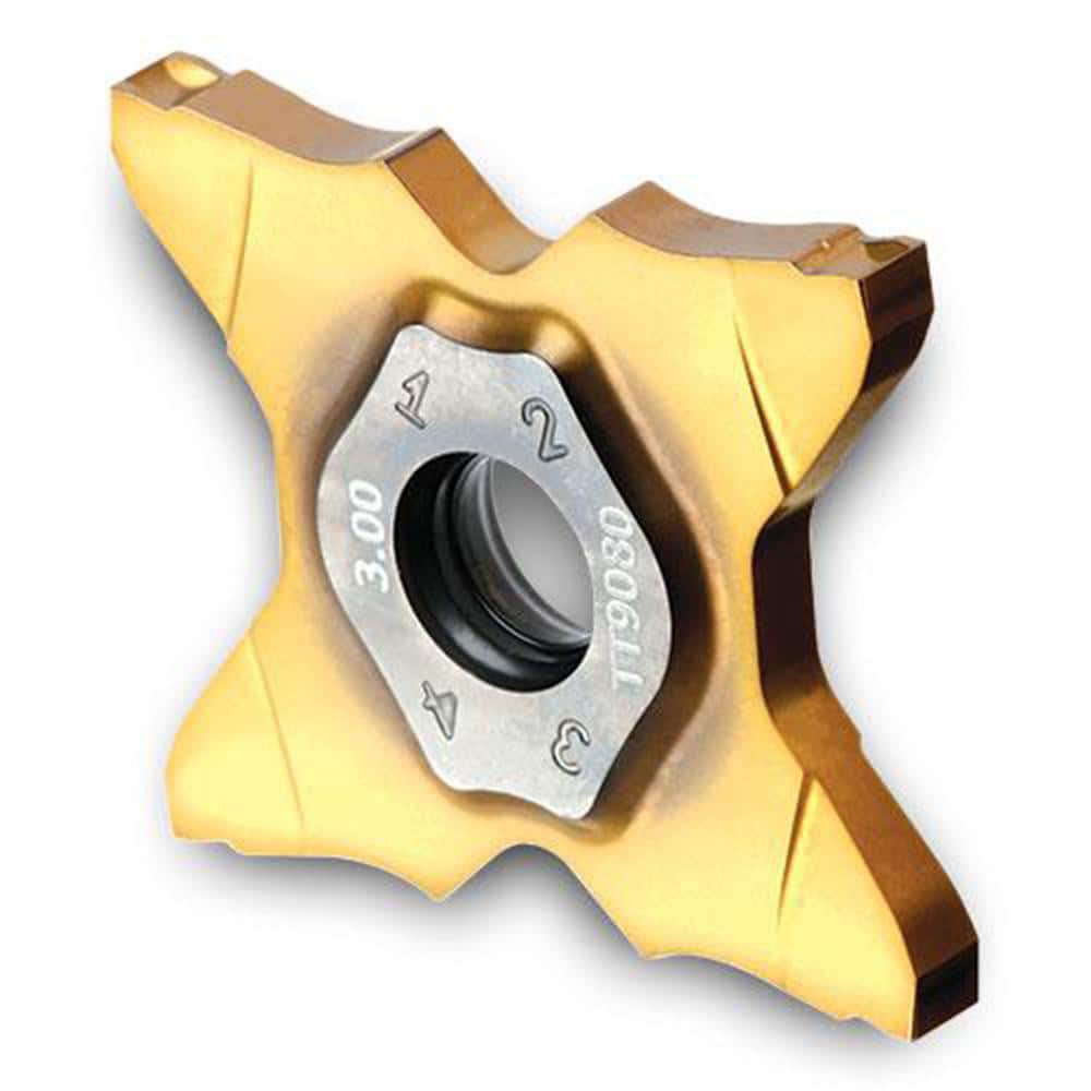 Grooving Insert: TQCC TT9080, Solid Carbide TiAlN & TiN Finish, Neutral, 0.098″ Cutting Width, Series TQC34