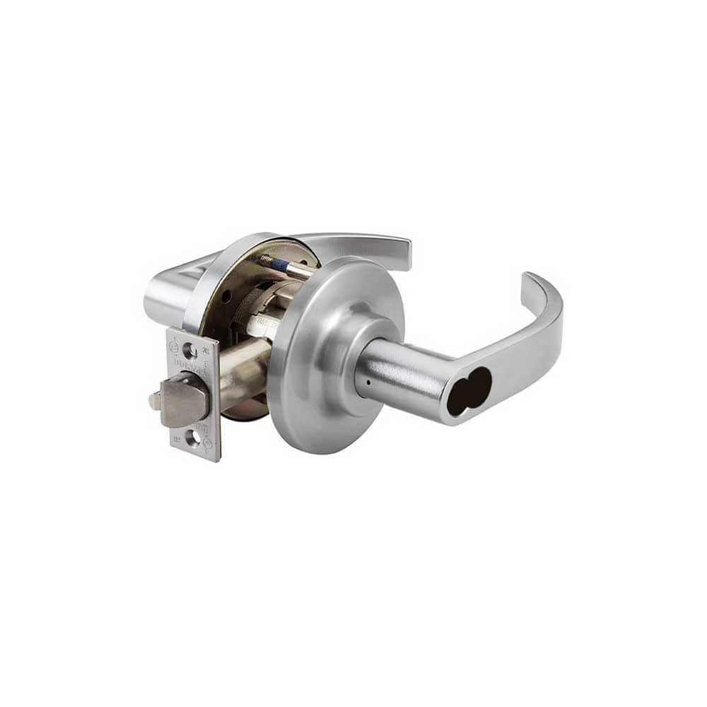 Lever Locksets; Type: Entry; Key Type: Keyed Different; Strike Type: ANSI 4-7/8; Finish/Coating: Satin Chrome; Material: Steel; Material: Steel; Door Thickness: 1-3/4″ ™2-1/4″ ™; Backset: 2.75; Lockset Grade: Grade 1; Cylinder Type: SFIC Less Core; Minimu