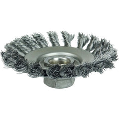 4″ Knot Wire Bevel Brush, .014″ Steel Fill, 5/8″-11 UNC Nut - Eagle Tool & Supply