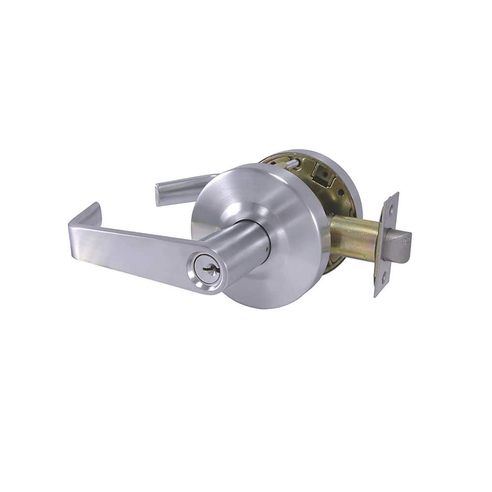 Lever Locksets; Type: Storeroom; Key Type: Keyed Different; Strike Type: ASA Strike; Finish/Coating: Satin Chrome; Material: Brass/Zinc; Material: Brass/Zinc; Door Thickness: 1-3/4; Backset: 2.75; Lockset Grade: Grade 1; Cylinder Type: Conventional; Minim