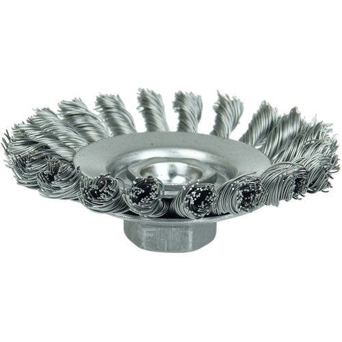 4″ Knot Wire Bevel Brush, .020″ Steel Fill, M14 × 2.0 Nut - Eagle Tool & Supply