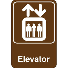 Facility Sign: Rectangle, ″Elevator″ Acrylic, Double Sided Tape, 6″ High