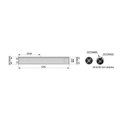 Modular Lathe Adapter/Mount: Neutral Cut, 25 Modular Connection 25 mm Square Shank, 332.5 mm OAL, Through Coolant, Series D