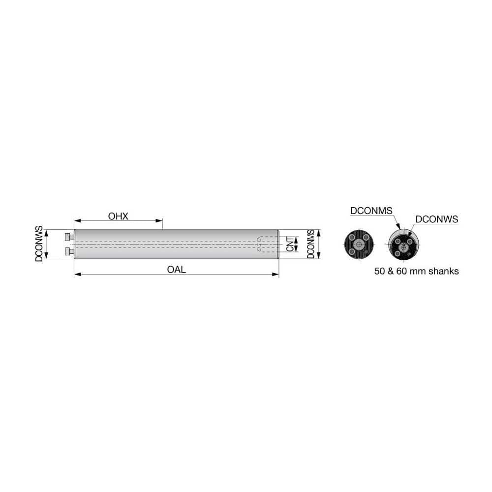 Modular Lathe Adapter/Mount: Neutral Cut, 16 Modular Connection 16 mm Square Shank, 204.3 mm OAL, Through Coolant, Series G