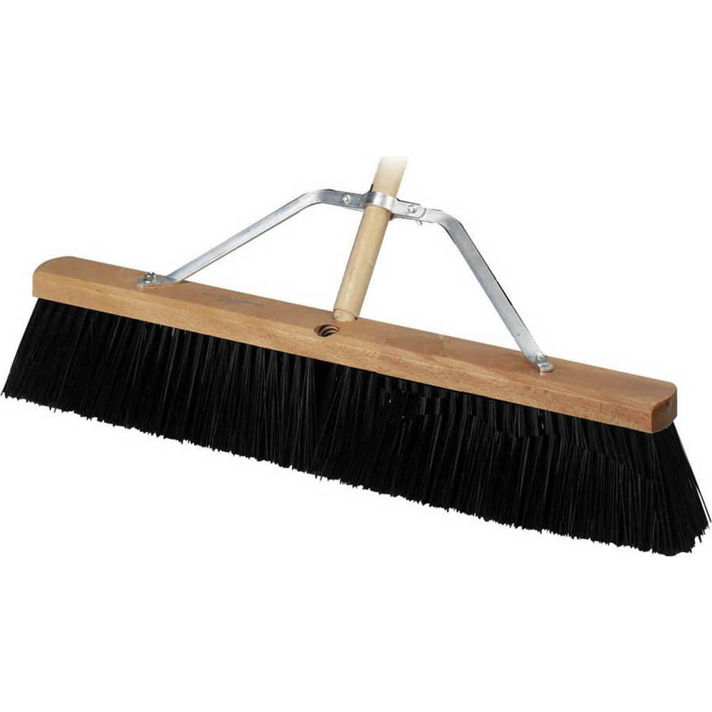 Push Broom: 36″ Wide, Polypropylene Bristle 3″ Bristle Length, Wood Block, Threaded Handle Connection, Handle Included